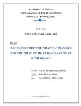 Đề tài Tác động thuế thu nhập cá nhân đối với thu nhập từ hoạt động sản xuất kinh doanh
