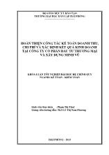 Khóa luận Hoàn thiện công tác kế toán doanh thu chi phí và xác định kết quả kinh doanh tại công ty cổ phần đầu tư thương mại và xây dựng Minh Vũ