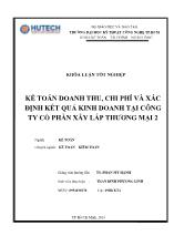 Khóa luận Kế toán doanh thu, chi phí và xác định kết quả doanh thu tại công ty cổ phần xây lắp thương mại 2