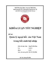 Khóa luận Quản lý ngoại hối của Việt Nam trong bối cảnh hội nhập