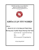 Khóa luận Quản trị rủi ro tín dụng tại Ngân hàng thương mại cổ phần Ngoại thương Việt Nam