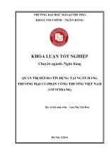 Khóa luận Quản trị rủi ro tín dụng tại ngân hàng thương mại cổ phần công thương Việt Nam VietinBank