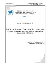 Khủng hoảng nợ công Châu Âu trong mối liên hệ với cuộc khủng hoảng tài chính toàn cầu năm 2008