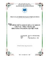 Mô hình chứng khoán hóa các khoản cho vay - Thực trạng và khả năng ứng dụng tại Việt Nam