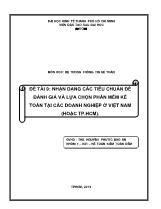 Nhận dạng các tiêu chuẩn để đánh giá và lựa chọn phần mềm kế toán các doanh nghiệp ở Việt Nam (Hoặc TP HCM)