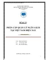 Phân cấp quản lý ngân sách tại Việt Nam hiện nay