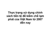 Thực trạng sử dụng chính sách tiền tệ để kiềm chế lạm phát của Việt Nam từ 2007 đến nay