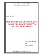 Tiểu luận Mối quan hệ giữa kết quả kinh doanh của doanh nghiệp và thị giá chứng khoán