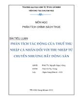 Tiểu luận Phân tích tác động của thế thu nhập cá nhân đối với thu nhập từ chuyển nhượng bất động sản