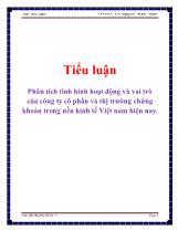 Tiểu luận Phân tích tình hình hoạt động và vai trò của công ty cổ phần và thị trường chứng khoán trong nền kinh tế Việt nam hiện nay