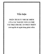 Tiểu luận Phân tích ưu nhược điểm của các nguồn vốn có thể tài trợ cho dự án phát triển (trừ nguồn từ ngân hàng phát triển)