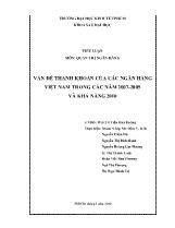 Tiểu luận Vấn đề thanh khoản của các ngân hàng Việt Nam trong các năm 2007-2009 và khả năng 2010