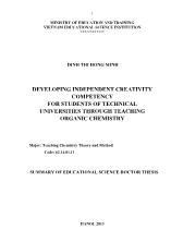 Developing independent creativity competency for students of technical universities through teaching organic chemistry