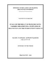 Evaluate the impact of pesticide use to farmer’s health in tea cultivating in thai nguyen and the intervention’s effects