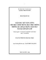 Luận án Giáo dục kỹ năng sống cho học sinh trung học phổ thông thông qua hoạt động giáo dục ngoài giờ lên lớp