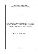 Luận án Hoàn thiện cơ chế quản lý tài chính đối với các chương trình đào tạo chất lượng cao trong các trường Đại học công lập Việt Nam