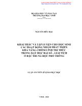 Luận án Khai thác và tập luyện cho học sinh các hoạt động nhằm phát triển khả năng chiếm lĩnh tri thức trong dạy học Đại số - Giải tích ở bậc Trung học phổ thông