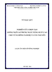 Luận án Nghiên cứu chọn tạo giống ngô lai trung ngày năng suất cao cho vùng Đông Nam Bộ và Tây Nguyên