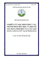 Luận án Nghiên cứu đặc điểm thực vật, thành phần hóa học và một số tác dụng sinh học của cây gạo (Bombax malabaricum DC., họ Gạo Bombacaceae)