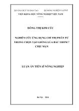 Luận án Nghiên cứu ứng dụng chỉ thị phân tử trong chọn tạo giống lúa Bắc Thơm 7 chịu mặn