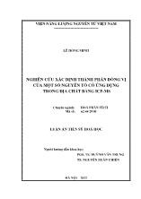 Luận án Nghiên cứu xác định thành phần đồng vị của một số nguyên tố có ứng dụng trong địa chất bằng ICP-MS