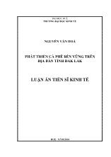 Luận án Phát triển cà phê bền vững trên địa bàn tỉnh Đắk Lắk