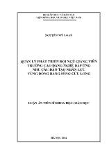 Luận án Quản lý phát triển đội ngũ giảng viên trường Cao đẳng nghề đáp ứng nhu cầu đào tạo nhân lực vùng đồng bằng sông Cửu Long