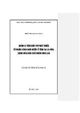 Luận án Quản lý vốn đầu tư phát triển từ ngân sách Nhà nước ở tỉnh Sa La Văn, Cộng hòa dân chủ nhân dân Lào