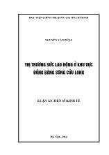 Luận án Thị trường sức lao động ở khu vực đồng bằng sông Cửu Long