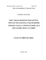 Luận án Thực trạng bệnh đái tháo đường, tiền đái tháo đường ở người Khmer tỉnh Hậu Giang và đánh giá hiệu quả một số biện pháp can thiệp