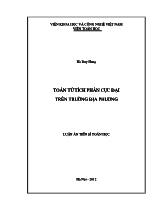 Luận án Toán tử tích phân cực đại trên trường địa phương