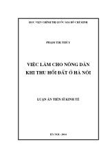 Luận án Việc làm cho nông dân khi thu hồi đất ở Hà Nội