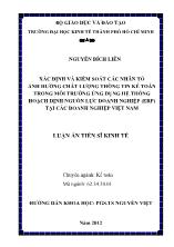 Luận án Xác định và kiểm soát các nhân tố ảnh hưởng chất lượng thông tin kế toán trong môi trường ứng dụng hệ thống hoạch định nguồn lực doanh nghiệp (ERP) tại các doanh nghiệp Việt Nam
