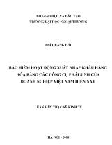 Luận văn Bảo hiểm hoạt động xuất nhập khẩu hàng hóa bằng các công cụ phái sinh của doanh nghiệp Việt Nam hiện nay