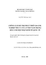 Luận văn Chính sách hỗ trợ phát triển doanh nghiệp nhỏ và vừa ở Việt Nam trong bối cảnh hội nhập kinh tế quốc tế