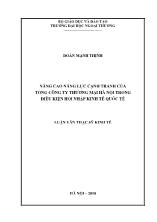 Luận văn Nâng cao năng lực cạnh tranh của tổng công ty thương mại Hà Nội trong điều kiện hội nhập kinh tế quốc tế