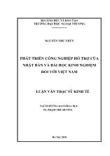 Luận văn Phát triển công nghiệp hỗ trợ của Nhật Bản và bài học kinh nghiệm đối với Việt Nam