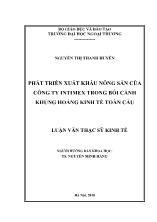 Luận văn Phát triển xuất khẩu nông sản của công ty Intimex trong bối cảnh khủng hoảng kinh tế toàn cầu