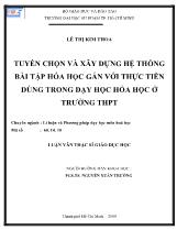 Luận văn Tuyển chọn và xây dựng hệ thống bài tập hóa học gắn với thực tiễn dùng trong dạy học hóa học ở trường THPT