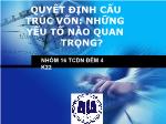 Quyết định cấu trúc vốn - Những yếu tố nào quan trọng