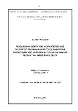 Research on identifying new varieties and cultivated techniques protocol to improve productivity and economic efficiency in tomato production in red river delta