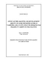 Study on the growth and development ability of some imported soybean varieties and cultivation techniques for prospect variety in thai nguyen