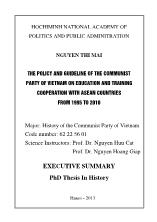 The policy and guideline of the communist party of vietnam on education and training cooperation with asean countries from 1995 to 2010