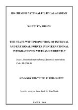 The state with promotion of internal and external forces in international integration in vietnam currently