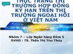 Thực trạng thị trường hợp đồng kỳ hạn trên thị trường ngoại hối ở Việt Nam