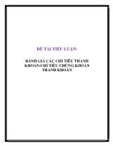 Tiểu luận Đánh giá các chỉ tiêu thanh khoản - Chỉ tiêu chứng khoán thanh khoản