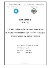 Tóm tắt luận án Các yếu tố ảnh hưởng đến việc áp dụng hệ thống kế toán chi phí ở một số công ty du lịch được lựa chọn tại Hà Nội, Việt Nam