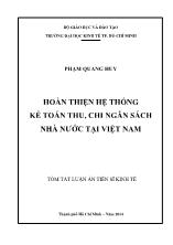 Tóm tắt luận án Hoàn thiện hệ thống kế toán thu, chi ngân sách Nhà nước tại Việt Nam