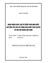 Tóm tắt luận án Hoàn thiện pháp luật về kiểm toán Nhà nước đáp ứng yêu cầu xây dựng Nhà nước pháp quyền Xã hội chủ nghĩa Việt Nam