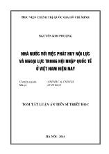 Tóm tắt luận án Nhà nước với việc phát huy nội lực và ngoại lực trong hội nhập quốc tế ở Việt Nam hiện nay